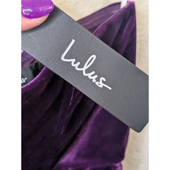 LULUS Glamorous Celebrations Purple Velvet Strapless Tulip Dress Womens Large - Picture 6 of 13